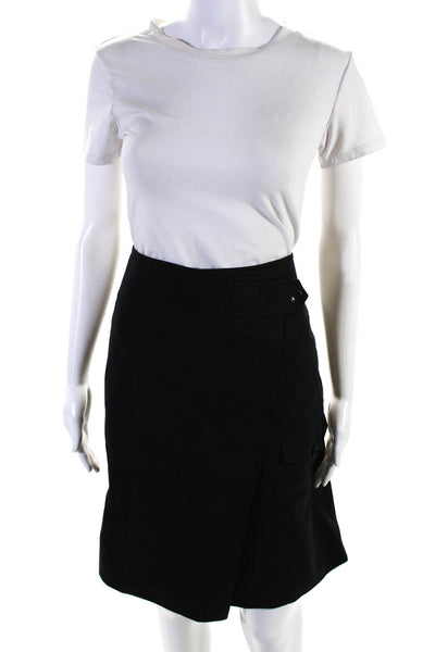 Karen Millen Womens Black Cotton Knee Length A-Line Skirt Size 12