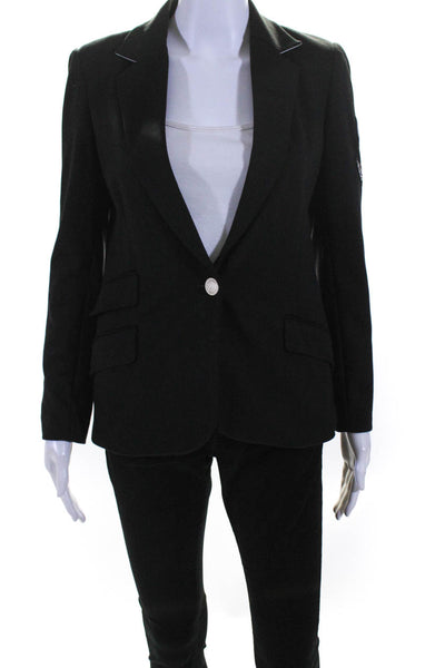 Laveer Womens Embroidered Patch One Button Blazer Jacket Black Size 2