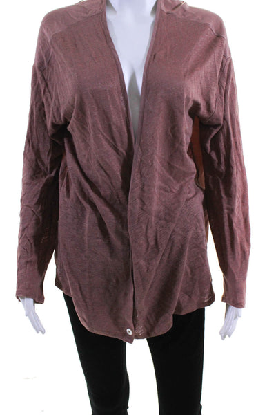 AG Adriano Goldschmied Womens Knit Crepe V-Neck Button Up Cardigan Mauve Size M