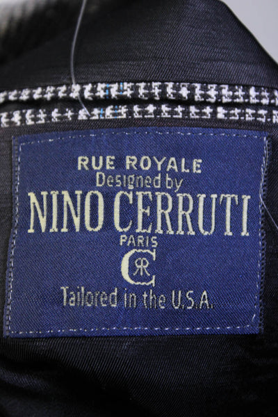 Nino Cerruti Mens Black Textured Two Button Long Sleeve Blazer Jacket Size 40