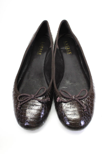 Lauren Ralph Lauren Womens Dark Brown Snakeskin Amarissa Flats Shoes Size 9B