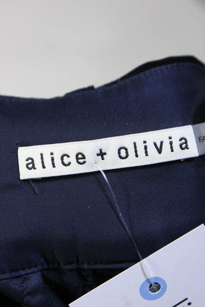 Alice + Olivia Womens Mid Rise Slim Leg Velvet Dress Pants Indigo Size 0