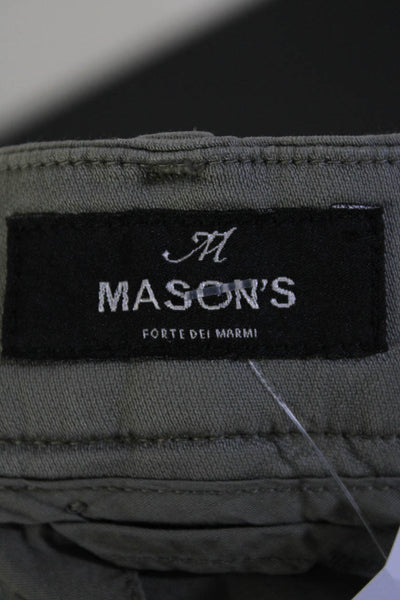 Masons Womens Mid Rise Slim Leg Sateen Ankle Chino Pants Olive Green Size IT 42