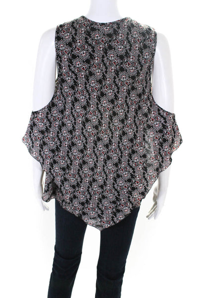 Derek Lam 10 Crosby Womens Black Silk Floral Lace Up Layered Blouse Top Size S