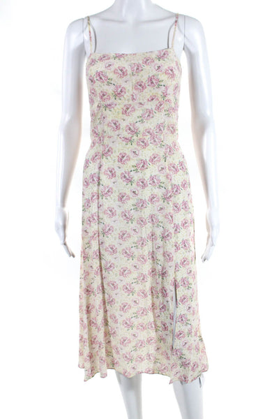 Intermix Womens Silk Floral Print Sleeveless Maxi Dress Yellow Pink Size 2