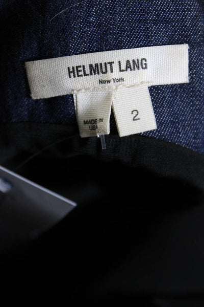 Helmut Lang Womens Cotton Blend Sleeveless Zip Up Asymmetrical Dress Navy Size 2