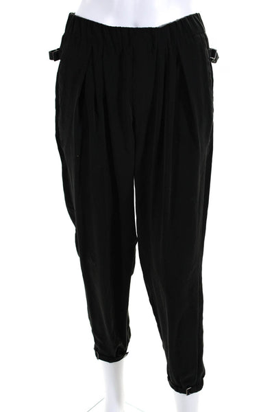 Helmut Lang Womens Pleated Elastic Waist Mid-Rise Tapered Pants Black Size 2