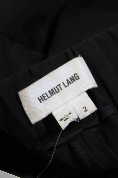 Helmut Lang Womens Pleated Elastic Waist Mid-Rise Tapered Pants Black Size 2