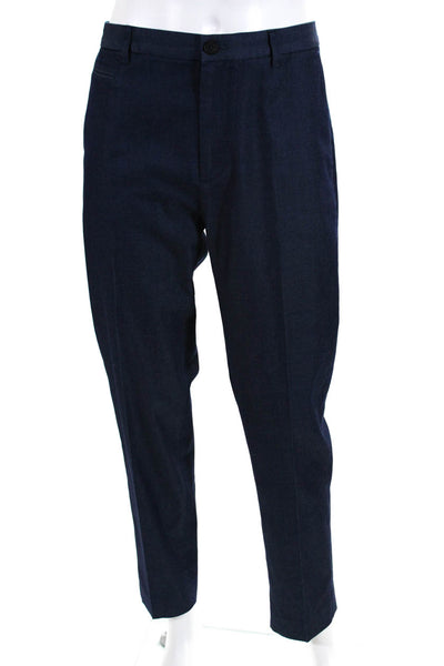 Club Monaco Mens Woven Flat Front Slim Straight Dress Pants Navy Blue Size 32