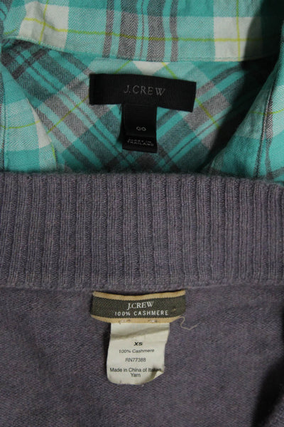 J Crew Womens V Neck Sweater Plaid Shirt Purple Size Extra Small 00 Lot 2