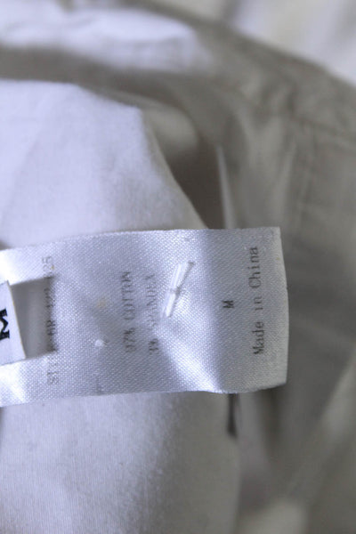 Alice + Olivia Mens Long Sleeves Button Down Shirt White Cotton Size Medium