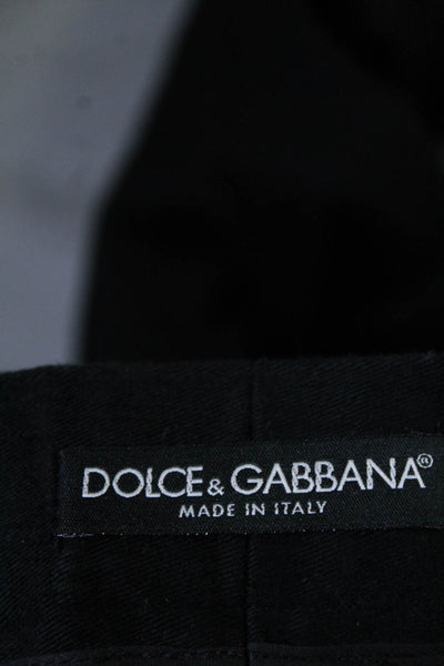 Dolce & Gabbana Mens Straight Leg Casual Pants Black Cotton Size EUR 48