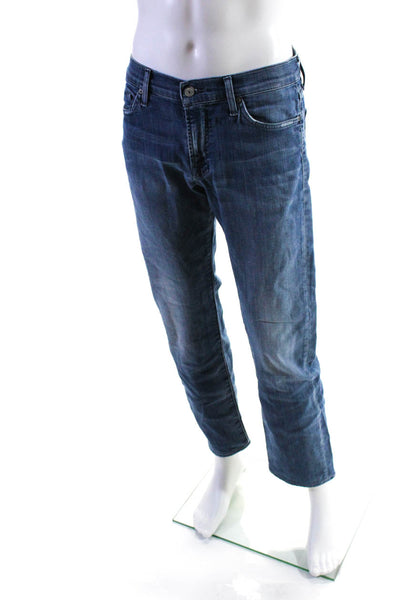 7 For All Mankind Mens Slimmy Leg Mid Rise Jeans Blue Cotton Size 32