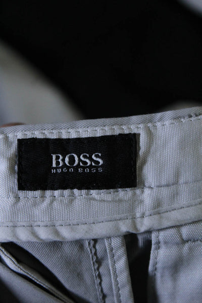 Boss Hugo Boss Mens Slim Leg Khaki Chino Pants Gray Cotton Size 30
