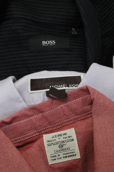Boss Hugo Boss J Crew Mens Dress Shirts Black Size 15 32/33 Medium Lot 3