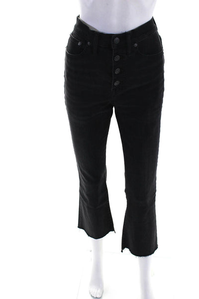 Madewell Womens Button Up Cali Demi Boot Cut Jeans Black Cotton Size 27