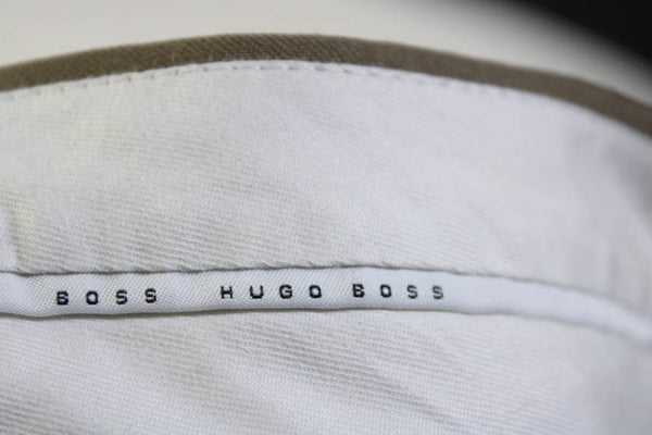 Boss Hugo Boss Mens Wool Front Pleat 4 Pocket Straight Leg Pants Beige Size 32R