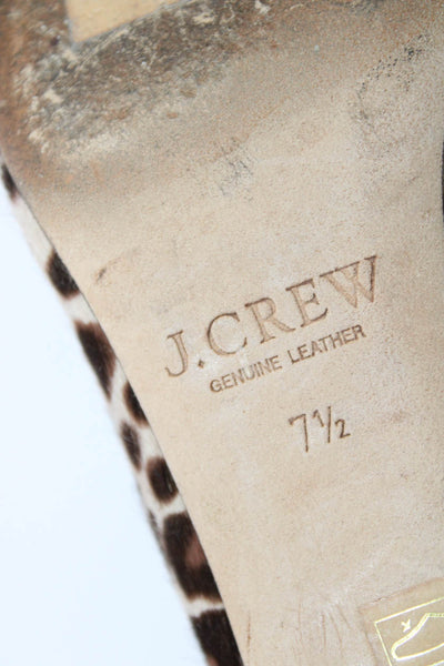 J Crew Womens Animal Print Pony Hair Point Toe Block Heels Pumps Brown Size 7.5