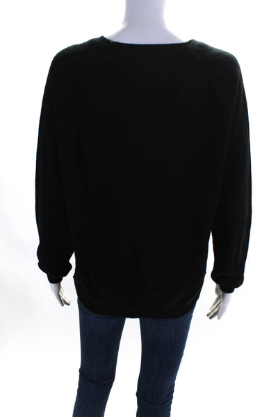 Brodie Women's Crewneck Long Sleeves Pullover Cashmere Sweater Black Size M