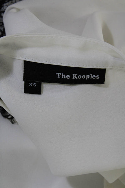 The Kooples Womens Lace Trim Button Down Blouse White Black Size Extra Small