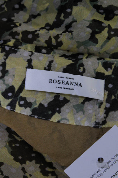 Roseanna Womens Silk Floral V Neck Long Sleeved Blouson Dress Yellow Size 36