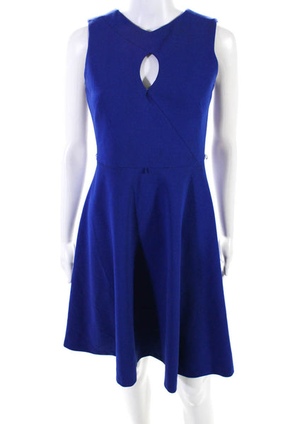 Calvin Klein Womens Sleeveless Cutout Neck Knee Length A Line Dress Blue Size 2