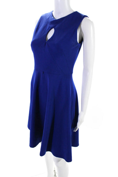 Calvin Klein Womens Sleeveless Cutout Neck Knee Length A Line Dress Blue Size 2