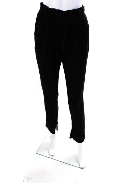 Isabel Marant Womens Elastic Waistband High Rise Skinny Silk Knit Pants Black 0