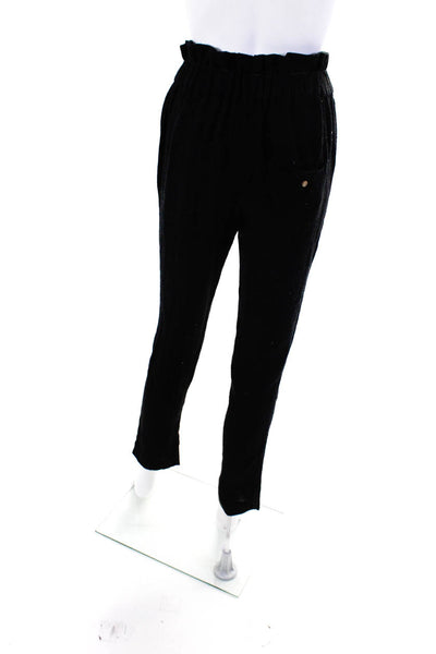 Isabel Marant Womens Elastic Waistband High Rise Skinny Silk Knit Pants Black 0