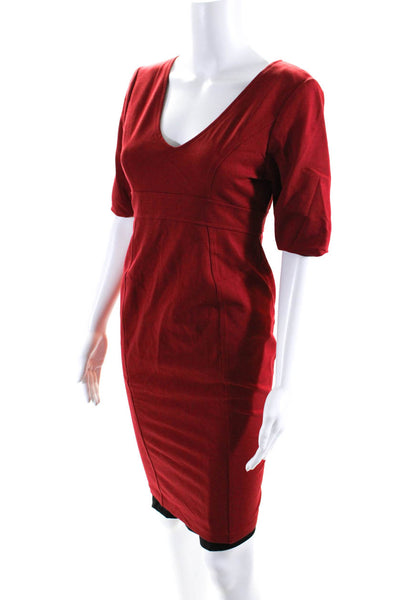 Eva Alexander Womens Back Zip Short Sleeve V Neck Sheath Dress Red Size Medium