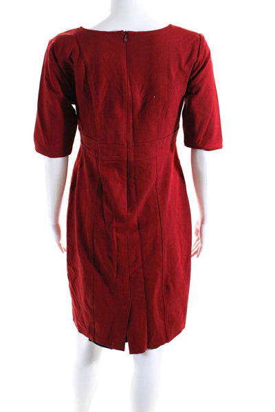 Eva Alexander Womens Back Zip Short Sleeve V Neck Sheath Dress Red Size Medium