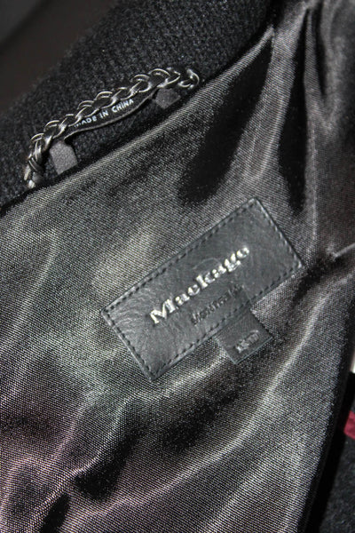 Mackage Women's Collar Long Sleeves Pockets Leather Tim Coat Black Size XS