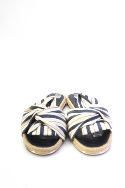 Louise et Cie Womens Striped Open Toe Slide On Espadrille Sandals Beige Size 8.5