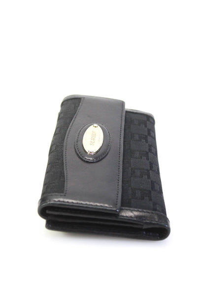 St. John Womens Leather Trim Double Sided Snap Closure Foldover Wallet Black