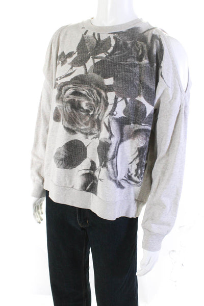 Allsaints Mens Cotton Graphic Print Long Sleeve Pullover Sweatshirt Gray Size M