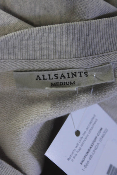 Allsaints Mens Cotton Graphic Print Long Sleeve Pullover Sweatshirt Gray Size M
