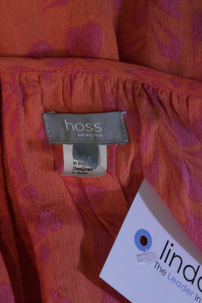 Hoss Intropia Womens Floral Keyhole Tied Braided Tassel Blouse Orange Size EUR34