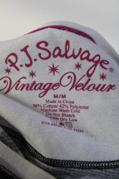 PJ Salvage Womens Peace Sign Print Pajama Shirt Black Cotton Size Medium