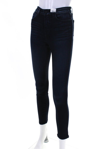 L'Agence Womens Buttoned Dark Wash Zip Skinny Leg Jeans Blue Size EUR25