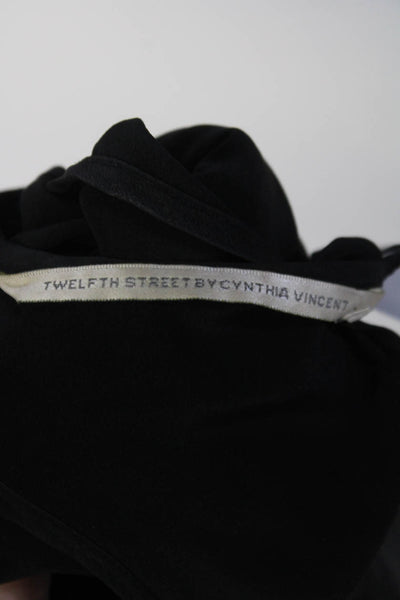 Twelfth Street by Cynthia Vincent Womens Silk Embroider Pleated Top Black Size M