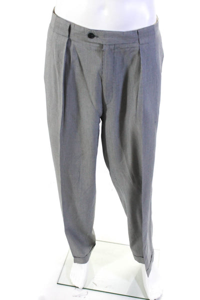 Boyds Mens Houndstooth Pleat Front Straight Leg Hook & Eye Pants Gray Size EUR36