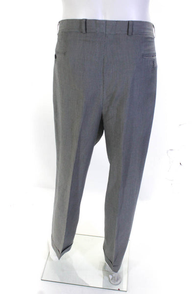 Boyds Mens Houndstooth Pleat Front Straight Leg Hook & Eye Pants Gray Size EUR36