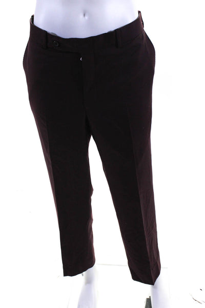 Tom James Mens Woven Flat Front Classic Fit Straight Dress Pants Purple Size L