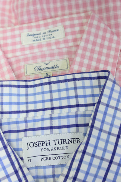 Faconnable Joseph Turner Mens Buttoned Shirts Pink Blue Size 16.5, 35 37 Lot 3