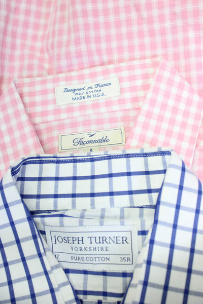 Faconnable Joseph Turner Mens Buttoned Shirts Pink Blue Size 16.5, 35 37 Lot 3