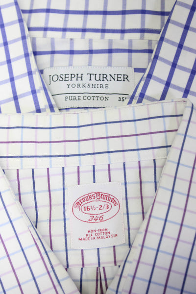 Joseph Turner Brooks Brothers 346 Mens Shirts White Blue Size 35R 16.5 Lot 3