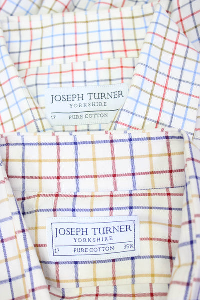 Joseph Turner Mens Long Sleeved Button Down Shirts White Blue Red Size 35R Lot 3