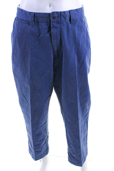 Polo Ralph Lauren Mens Flat Front Straight Khaki Chino Pants Blue Size 38/30