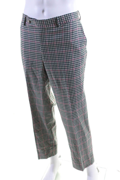 Executive Collection By Tom James Mens Plaid Dress Pants Green Pink Beige Size L