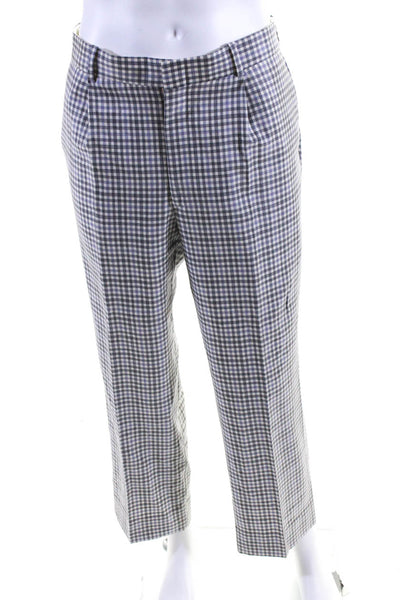 Executive Collection By Tom James Mens Plaid Pleated Pants Gray Beige Size L